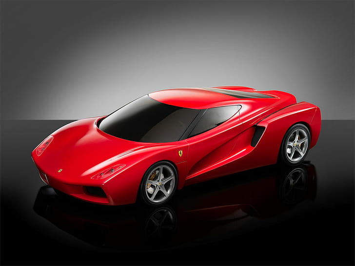 Red Ferrari Concept, ferrari, concepts, cars, HD wallpaper