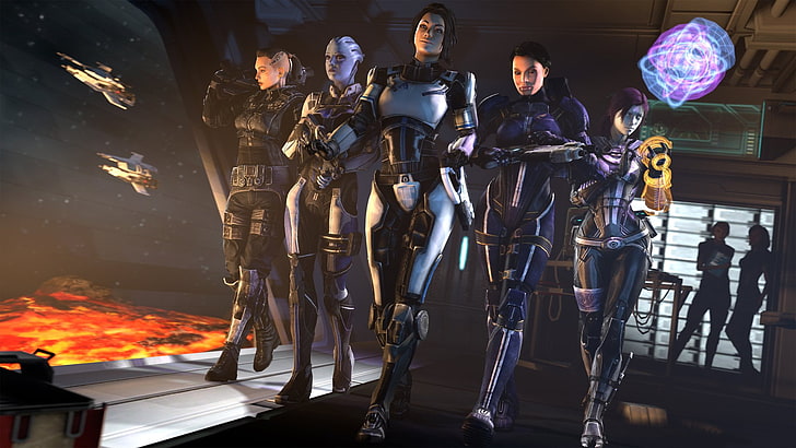 Mass Effect, Ashley Williams, Jack (Mass Effect), Liara T'Soni, Miranda Lawson, Tali'Zorah, Woman Warrior, HD wallpaper