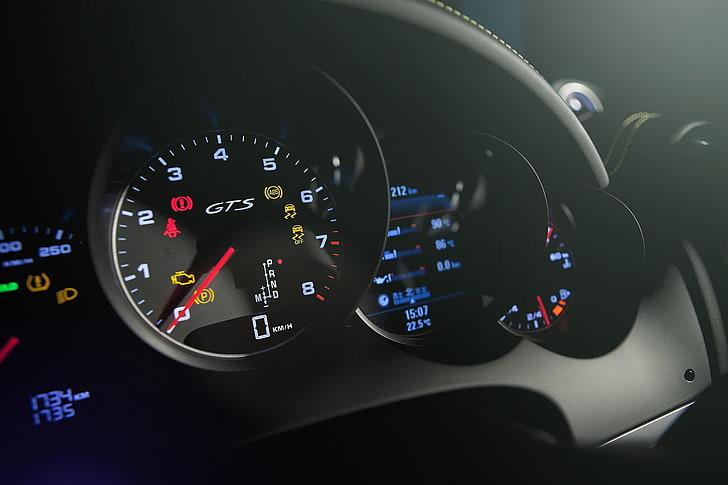 black speedometer, Porsche, Cayenne, GTS, dashboard, HD wallpaper