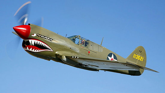 летящи тигри, p-40, авиация, боен ястреб, самолет, самолет, HD тапет HD wallpaper