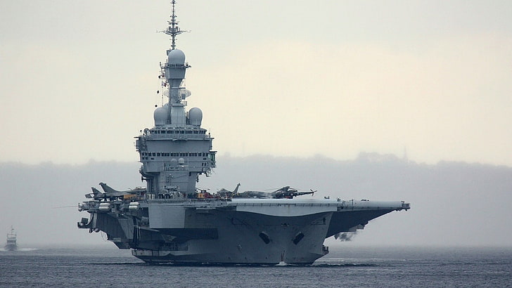aircraft carrier, sea, Charles de Gaulle (aircraft carrier), HD wallpaper