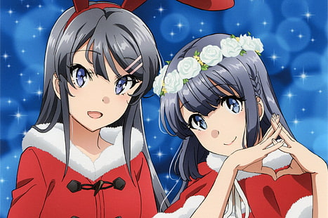 Anime, Seishun Buta Yarou wa Hasenmädchen Senpai no Yume wo Minai, Mai Sakurajima, Shoko Makinohara, HD-Hintergrundbild HD wallpaper
