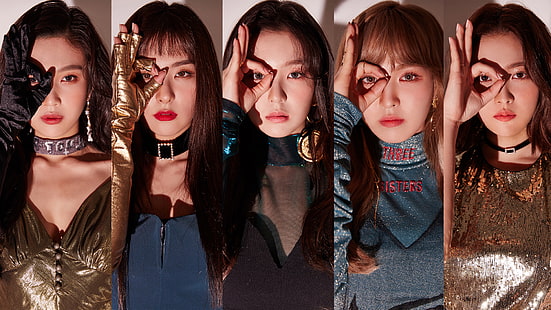 K-pop, RedVelvet, kolase, wanita, Asia, wajah, Wallpaper HD HD wallpaper