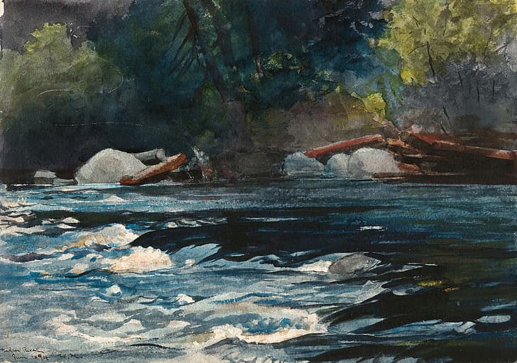 Winslow Homer, painting, impressionism, landscape, water, river, HD wallpaper
