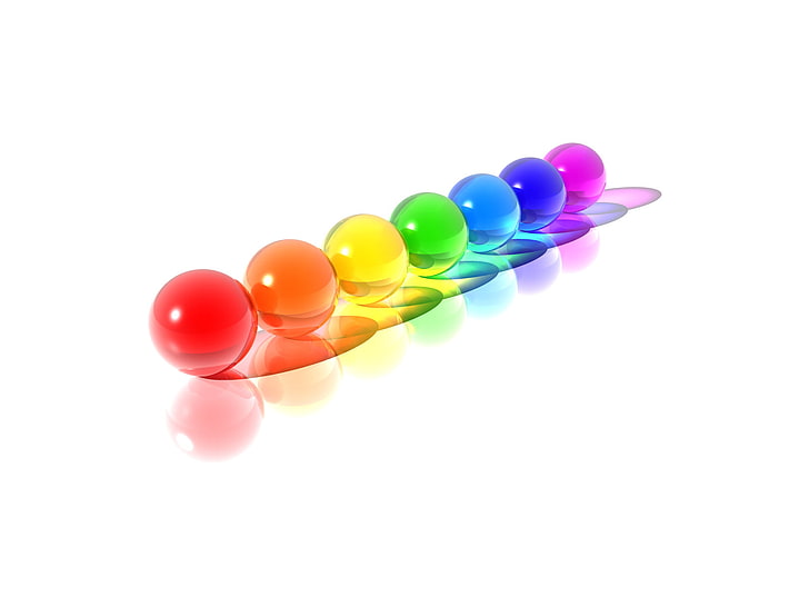 虹の球、色とりどりのボールロット、3D、その他、虹、アート、 HDデスクトップの壁紙
