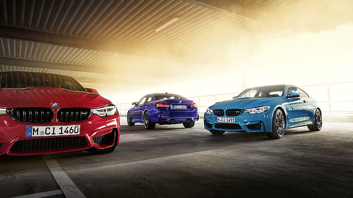 червено, лилаво, светло синьо, BMW, Tuner Car, HD тапет