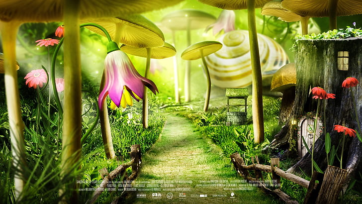 Fairytale forest, flowers, cartoon movie, Fairytale, Forest, Flowers, Cartoon, Movie, HD wallpaper