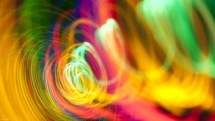 wallpaper warna-warni, spiral, cahaya, mengkilap, beraneka warna, Wallpaper HD
