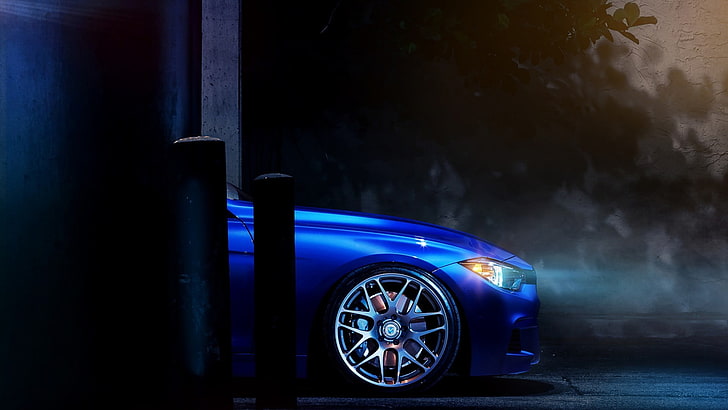 파란 차, BMW, BMW F30 M3, 파란 차, HD 배경 화면
