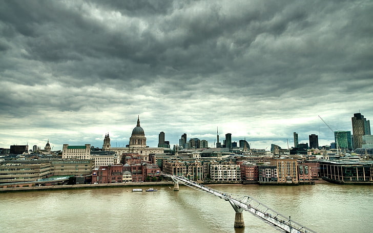 جسر فولاذي أبيض ، إنجلترا ، لندن ، جسر الألفية ، المملكة المتحدة ، تقرير التنمية البشرية، خلفية HD