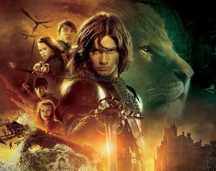 The Chronicles Of Narnia Prince Caspian, knight and lion movie graphic cover, Movies, Other Movies, narnia, the chronicles of narnia, prince caspian, ben barnes, ben barnes as prince caspian, the chronicles of narnia prince caspian, the chronicles of narnia movie, HD wallpaper