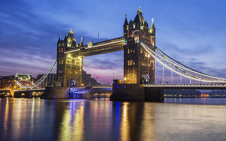 Famosa Tower Bridge, em Londres, Inglaterra, à noite, papéis de parede Android para seu desktop ou telefone Tablet e laptop 3840 × 2400, HD papel de parede