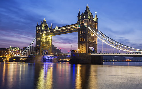 Famosa Tower Bridge, em Londres, Inglaterra, à noite, papéis de parede Android para seu desktop ou telefone Tablet e laptop 3840 × 2400, HD papel de parede HD wallpaper