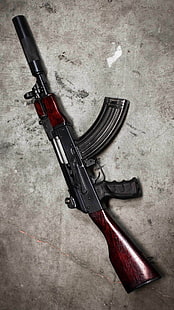 AK-74カラシニコフ、黒と茶色のライフル、戦争と軍隊、銃、軍隊、ak-47、 HDデスクトップの壁紙 HD wallpaper