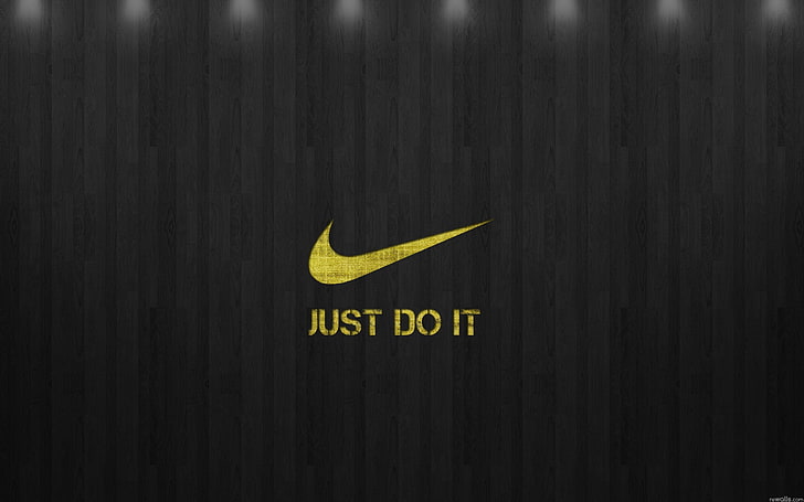 gul Nike-logotyp, Nike, logotyp, HD tapet