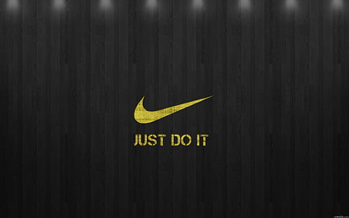 желтый логотип Nike, Nike, логотип, HD обои HD wallpaper