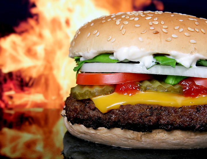 makanan, burger, burger, closeup, makanan cepat saji, Wallpaper HD