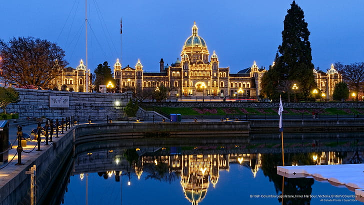 British Columbia Legislature, Inner Harbor, Victoria, British Columbia, Holidays, HD tapet
