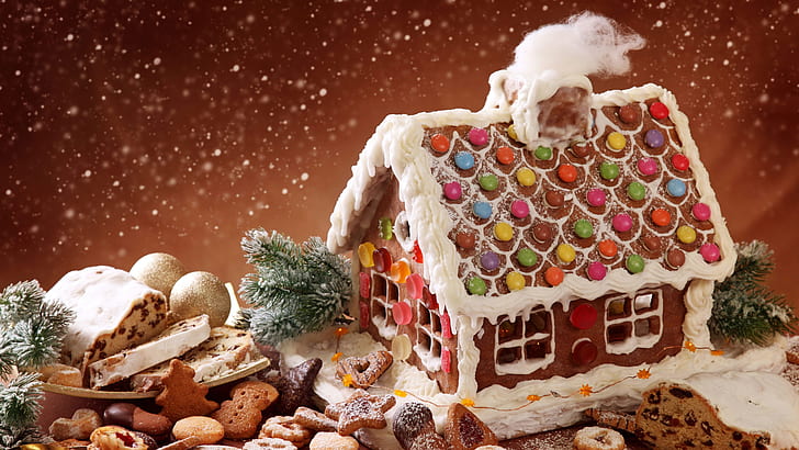 8k uhd, gingerbread, christmas decoration, sweetness, dessert, xmas, christmas, gingerbread house, cookies, christmas season, HD wallpaper