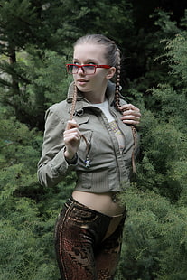 frauen brille metart magazine braids milena d ukrainian 3744x5616 Menschen Brille HD Art, Frauen, Brille, HD-Hintergrundbild HD wallpaper