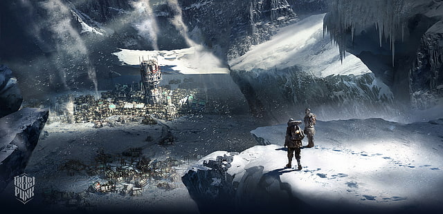 Frostpunk, gry wideo, grafika gier wideo, śnieg, grafika z gier, grafika, miasto, Tapety HD HD wallpaper