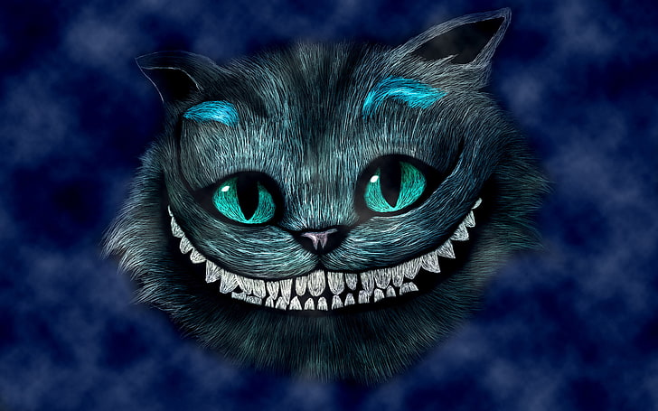قطة تشيزير ، زرقاء ، ابتسامة ، رأس ، أليس في بلاد العجائب ، قطة شيشاير، خلفية HD