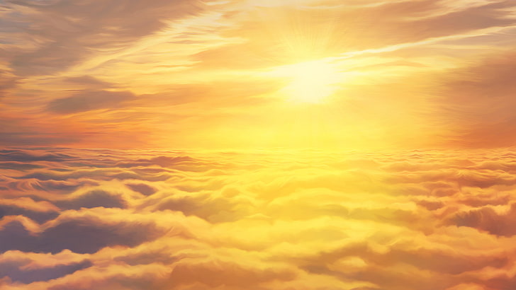 ภาพประกอบงานศิลปะท้องฟ้าพระอาทิตย์ตก, วอลล์เปเปอร์ HD