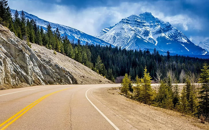 природа, горы, канада, дорога, пейзаж, HD обои