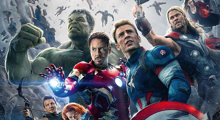 Marvels Avengers Age of Ultron ، شخصية Marvel Avengers ، أفلام ، The Avengers ، Hulk ، الرجل الحديدي ، الأرملة السوداء ، Thor ، Hawkeye ، Captain America ، Avengers ، 2015 ، Age of ultron، خلفية HD