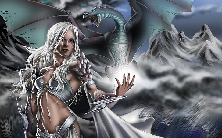 ศิลปะแฟนตาซี Daenerys Targaryen มังกร Game of Thrones, วอลล์เปเปอร์ HD