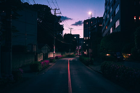 şehir, Japonya, manzarası, karanlık, Asya, kentsel, sokak, HD masaüstü duvar kağıdı HD wallpaper