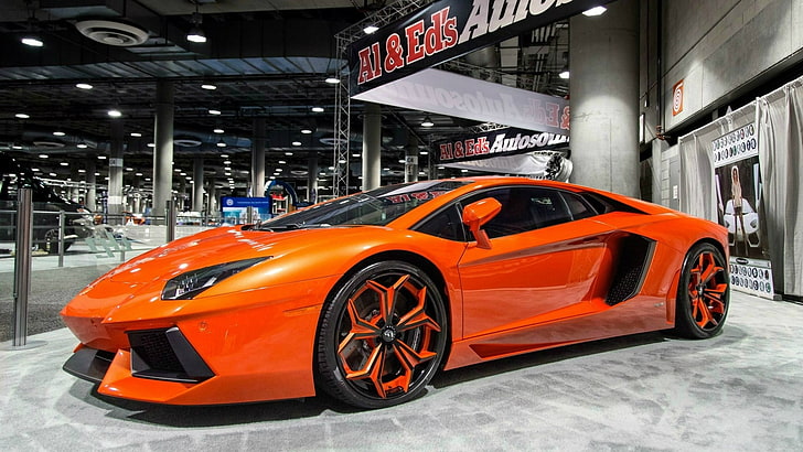 รถเก๋ง Lamborghini Aventador สีส้ม, lamborghini, aventador, lp700-4, supercar, asanti, วอลล์เปเปอร์ HD