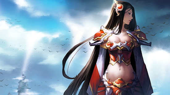 weibliche Anime-Figur in orangefarbener Rüstung, Irelia, League of Legends, Rüstung, HD-Hintergrundbild HD wallpaper