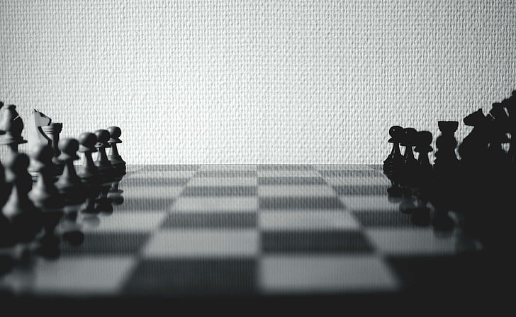 black, black and white, blur, board game, chess, chess board, chess pieces, chessboard, figures, game, shadows, white, HD wallpaper