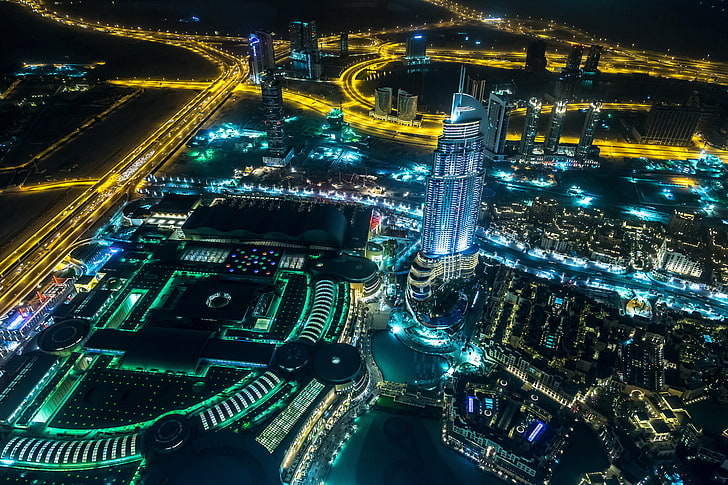 Skyscrapers, Nightscape, 4K, Dubai, Burj Khalifa, HD wallpaper |  Wallpaperbetter