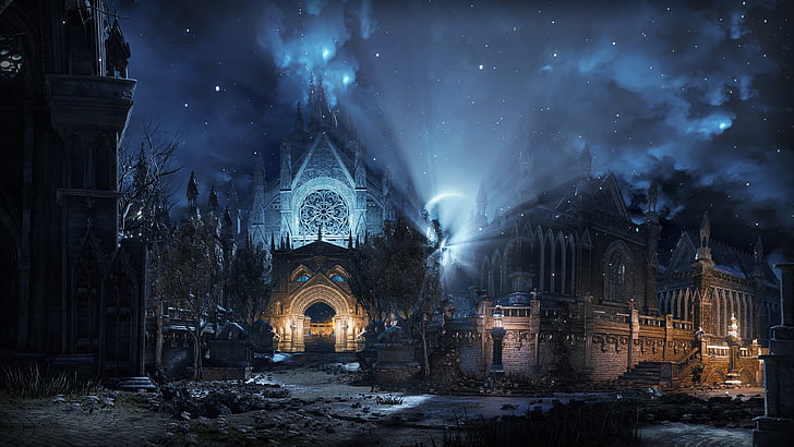 القلعة الرمادية ، Dark Souls ، Dark Souls III ، Irithyll ، night ، ألعاب الفيديو، خلفية HD