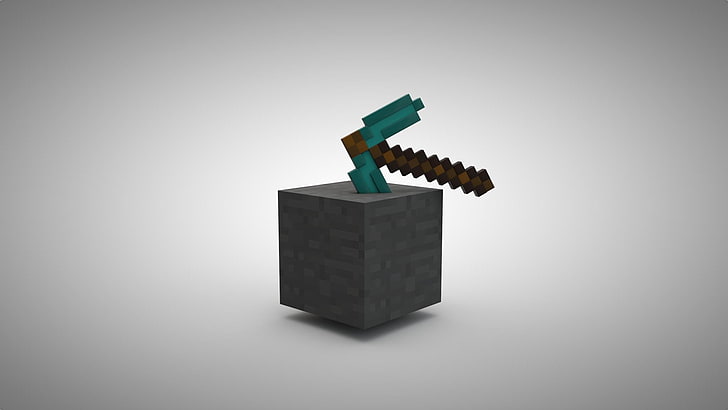 scatola nera e verde, minimalismo, Minecraft, Sfondo HD