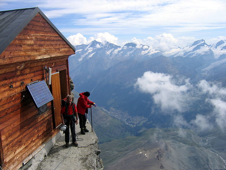 Rumah Kabin Mendaki Gunung Mendaki Awan Lanskap HD, alam, lanskap, awan, gunung, rumah, kabin, hiking, mendaki, Wallpaper HD