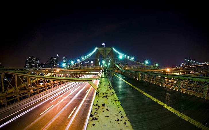 1600x1000 px สะพานเมืองเส้นทางแสงเมืองนิวยอร์กตอนกลางคืนในเมืองอวกาศกาแล็กซี่ศิลปะ HD, กลางคืน, เมือง, สะพาน, ในเมือง, เมืองนิวยอร์ก, 1600x1000 px, เส้นทางแสง, วอลล์เปเปอร์ HD