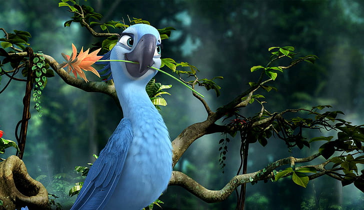 pájaros, azul, dibujos animados, película, rio 2, Fondo de pantalla HD