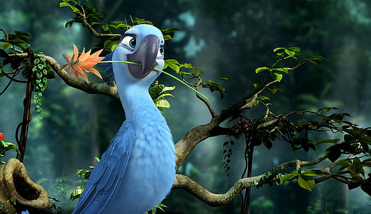 птици, синьо, карикатура, филм, рио 2, HD тапет HD wallpaper