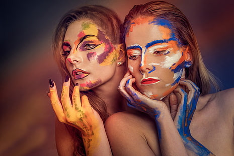 farba do ciała, twarz, kobiety, modelka, Tapety HD HD wallpaper