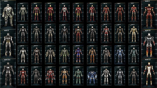 Железный Человек, иллюстрация доспехов, Железный Человек, фильмы, Marvel Comics, HD обои HD wallpaper