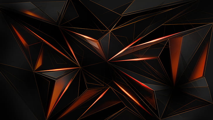 抽象、三角形、黒、オレンジ（色）、 HDデスクトップの壁紙