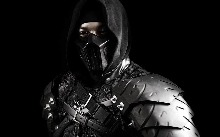 schwarzer Rüstungsanzug, Noob Saibot, Cosplay, Mortal Combat, HD-Hintergrundbild
