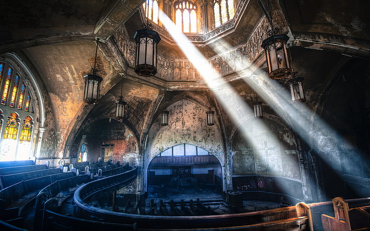 Buildings Room Church Cathedral Sunlight Urban Decay Abandon Deserted HD, buildings, sunlight, architecture, room, abandon, deserted, church, urban, decay, cathedral, HD wallpaper