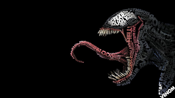 Ilustración de Venom, lenguaje, tipografía, Marvel Comics, Venom, Eddie Brock, Fondo de pantalla HD