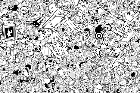 sanat doodle, Çeşitli, Bilinmeyen, Robot, Sci Fi, HD masaüstü duvar kağıdı HD wallpaper