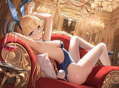  Blue Archive, anime girls, blonde, bunny suit, looking at viewer, HD wallpaper HD wallpaper