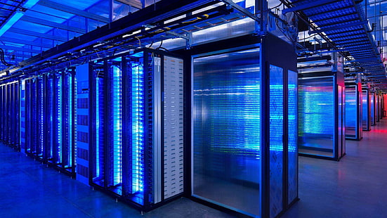 Supercomputadora, centro de datos, luz azul, supercomputadora, datos, centro, azul, luz, Fondo de pantalla HD HD wallpaper